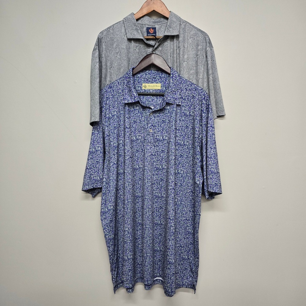Donald Ross Men's XXL Performance Golf Polos‎ Lot of 2 Abstract Paisley Print